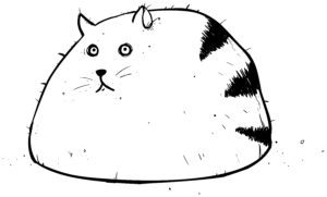 black and white cartoon of a fat cat